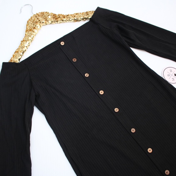 Black Off the Shoulder Bodycon Mini Dress - Picture 7 of 8